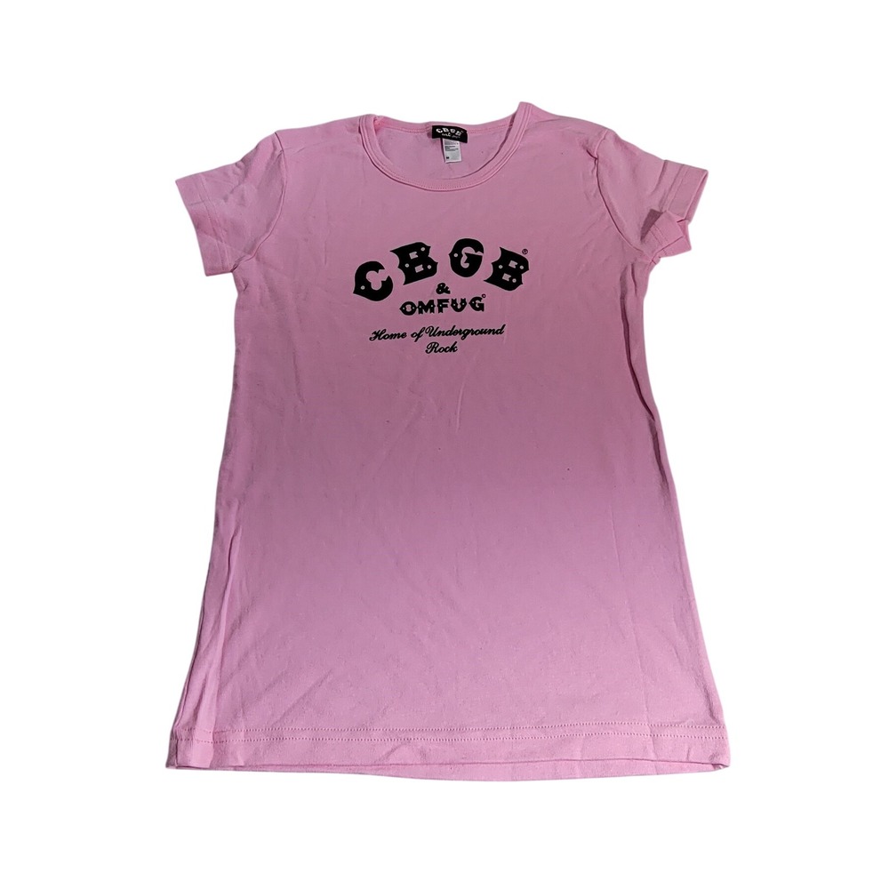 CBGB OMFUG Home of Underground Rock Pink Graphic T-Shirt Medium Slim Fit USA